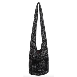 Siam Cotton Shoulder Bag in Black and White