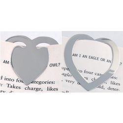 Engravable 12 Silver Plated Heart Bookmark Favors