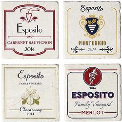 Personalized Wine Lovers Coaster Set