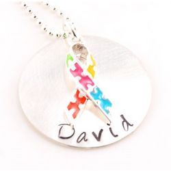 Personalized Autism Awareness Ribbon Necklace