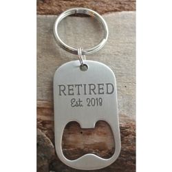 Personalized Retired Bottle Opener and Key Ring