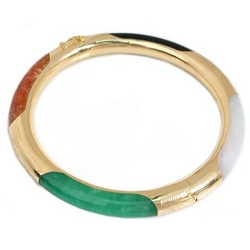 Multi-Jade Bangle Bracelet in 14k Gold - FindGift.com