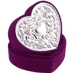 Engravable Baroque Burgundy Heart Jewelry Box