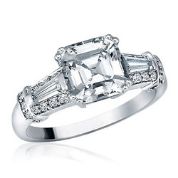 Sterling Silver Asscher Cut CZ Wedding Engagement Ring
