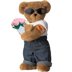 15'' Mama's Boy Teddy with Pink Roses
