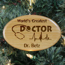 Engraved Doctor Wooden Oval Ornament