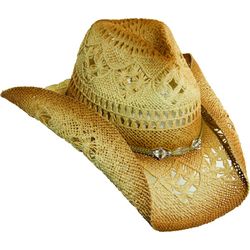 Summer Western Cowgirl Hat with Clear Beads