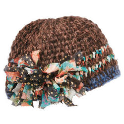 Clara Flouncy Knit Hat in Marled Wool with Bows