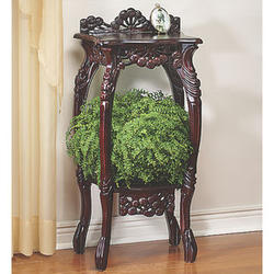 Hand Carved Cherry Wood Plant Stand