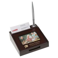 Graduate's Personalized Wood Desk Card Display with Pen & Frame