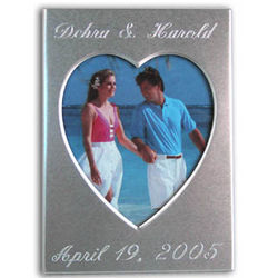 Engraved Silver Brushed Heart Place Card Frame
