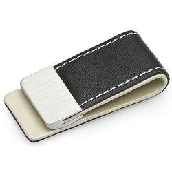 Personalized Faux Leather and Steel Money Clip