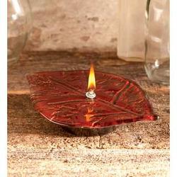 Red Enamel Leaf Oil Candle