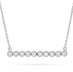 Sterling Silver Bezeled Cubic Zirconia Bar Necklace