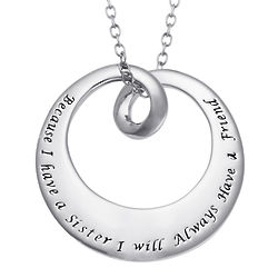 Always My Sister and Friend Sterling Silver Circle Pendant