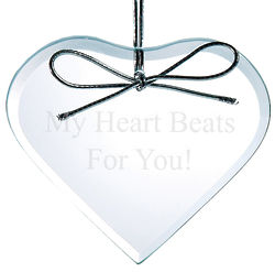 Clear Glass Beveled Heart Ornament