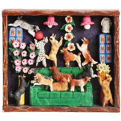 House of Dogs Handcrafted Retablo in 9x8 Frame