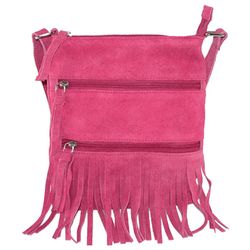 Suede Cross Body Bag with Fringe