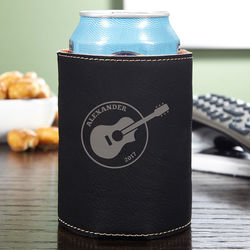 Personalized Acoustics Charcoal Leatherette Can Koozie