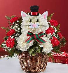 Christmas Caroling Cat Floral Arrangement