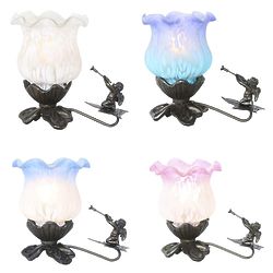 Hand-Painted Tulip Accent Lamp with Cherub
