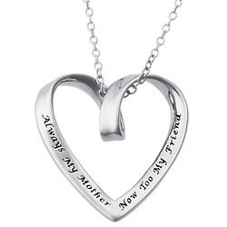 Always My Mother, Now Too My Friend Sterling Silver Heart Pendant