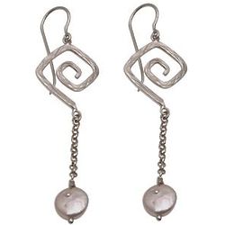 Pearl Swirl Cultured Pearl Dangle Earrings