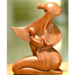 A Mother's Love Handcrafted Wood Sculpture