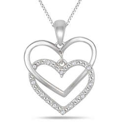 Sterling Silver Diamond Double Heart Pendant
