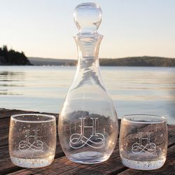 Personalized Elegance Wine Decanter and Bola Glasses