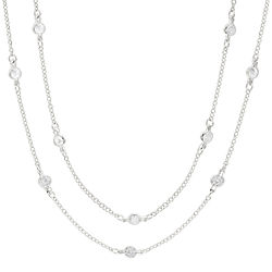 Sterling Silver 36" CZ Studded Chain Necklace