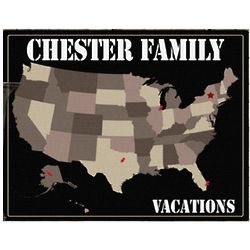 American Family Travel Map Personalized Canvas Wall Art