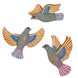 3 Doves in Flight Ceramic Wall Art