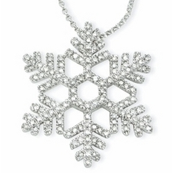Diamond Snowflake Necklace in 14k White Gold