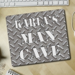 Personalized Diamond Plate Man Cave Mousepad