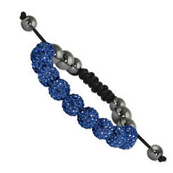 Royal Blue Crystal and Round Hematite Shamballa Bracelet