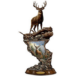 Cold-Cast Bronze Illuminated Whitetail Deer Sculpture