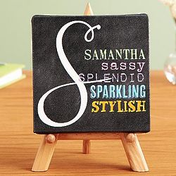 Personalized All About Her Mini Canvas Wall Art with Easel