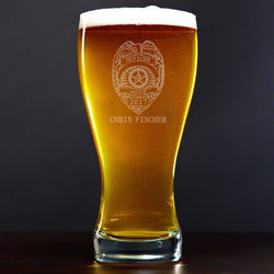 Police Badge Personalized Pilsner Glass