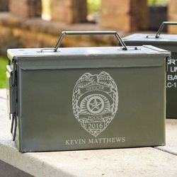 Police Badge Personalized Ammunition Box