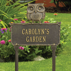 Perched Owl Personalized Lawn Sign