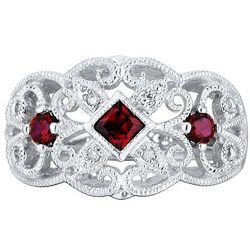Lab-Created Ruby and Diamond Ring in Sterling Silver