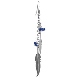 Lapis Single Feather Earring