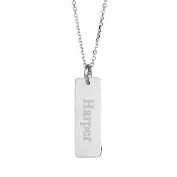 Personalized Left to Right Petite Vertical Silver Bar Necklace