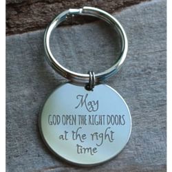 May God Open the Right Doors Personalized Engraved Key Chain