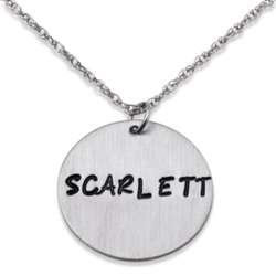 Sterling Silver Hand Stamped Name Disc Pendant