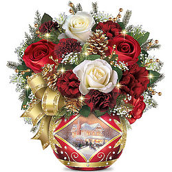 Holiday Cheer Always in Bloom Illuminated Floral Centerpiece