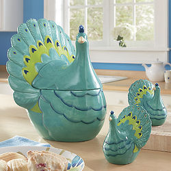 Peacock Cookie Jar and Salt and Pepper Set