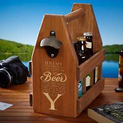Day That Ends in Y Wooden Beer Caddy with Bottle Opener