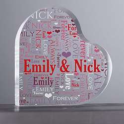 Personalized Loving Couple Word-Art Acrylic Heart Plaque